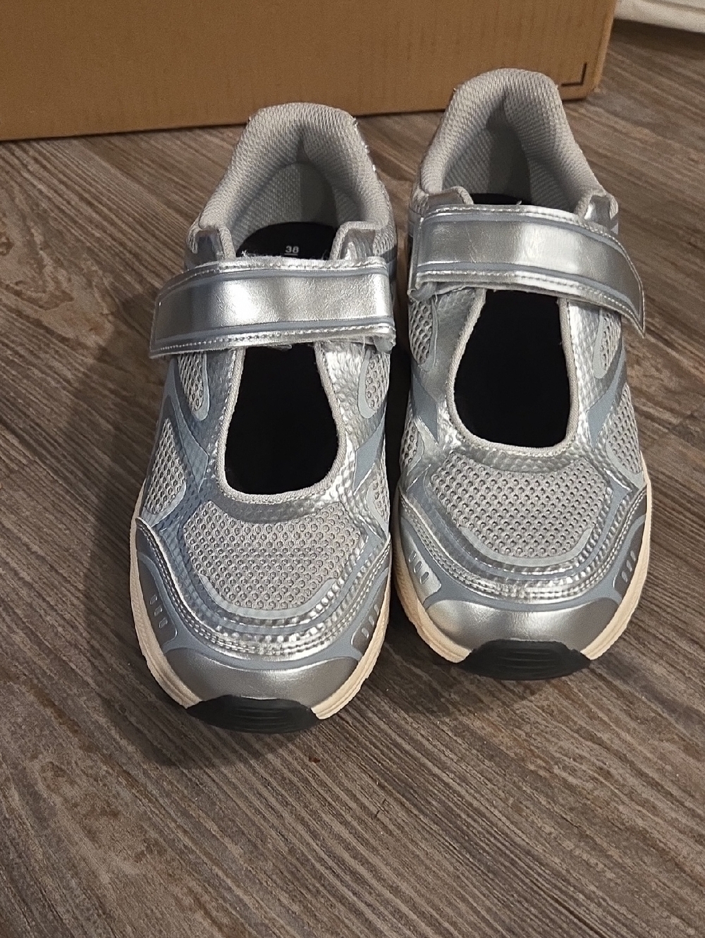 Bershka Silver Mesh Velcro Sneakers